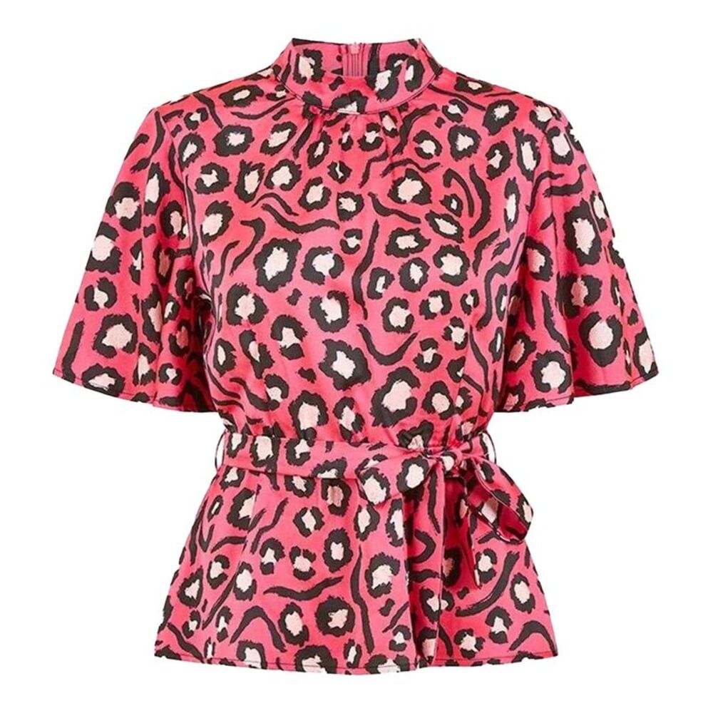 Mela London Womens/Ladies Animal Print High-Neck Blouse / Pink